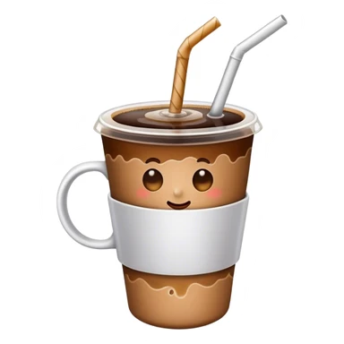 cup of coffee with a straw sticker