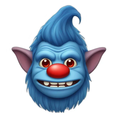 Blue troll with guant red nose  sticker