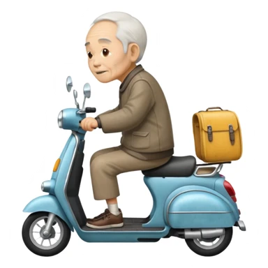Old Chinese man driving a scooter sticker