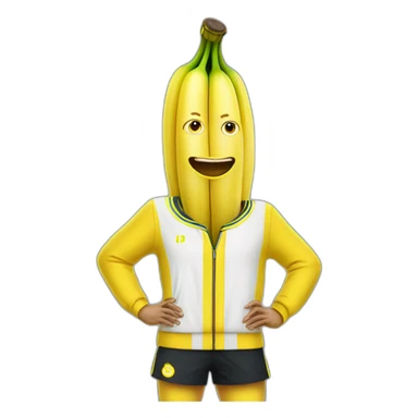 Humanlike Banana in a tennis uniform sticker