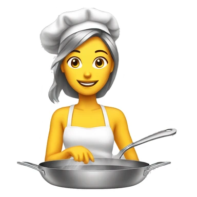 Beauty woman cooking in a stainless steel 10 inches skillet sticker
