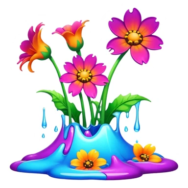 smiling melting garden flowers  sticker