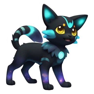 Shiny Sparkly Litten-Umbreon with gradient Nebula-colored markings full body sticker