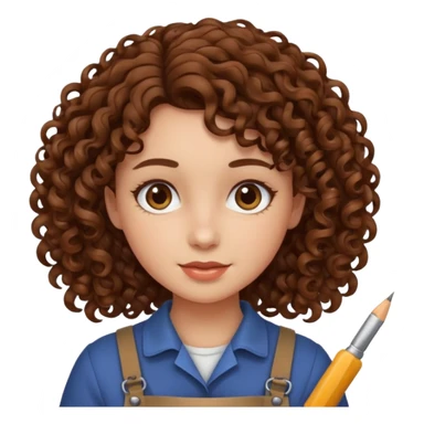 girl with curly brown hair craft sticker