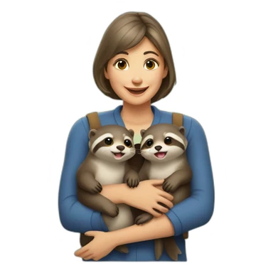 maman loutre avec ses petits sticker