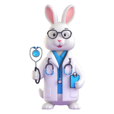 rabbit in white coat with stethoscope, medical university student, Vladivostok sticker