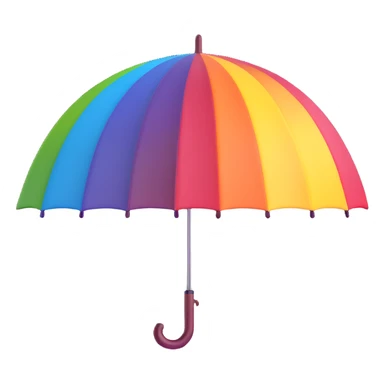 burgundy umbrella with a rainbow canopy in 3D emoji style sticker