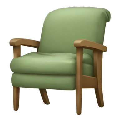 Beige Armchair with Sage green blanket and book sticker