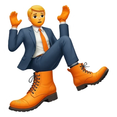 Giant orange boot stepping on a office man sticker