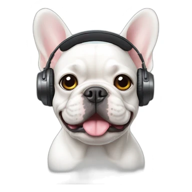 white FRENCH BULLDOG with headphones sticker