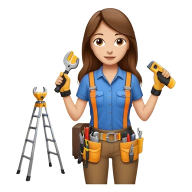 beautiful girl with long brown hair constructing new lounge room area with flat screen tv and couch sticker