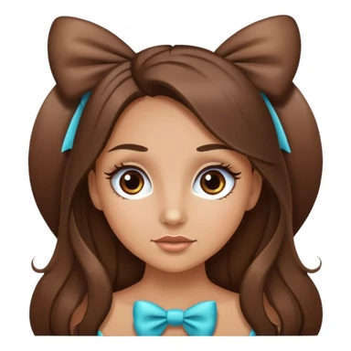 long hair brunette tan girl with bow with eyelashes sticker