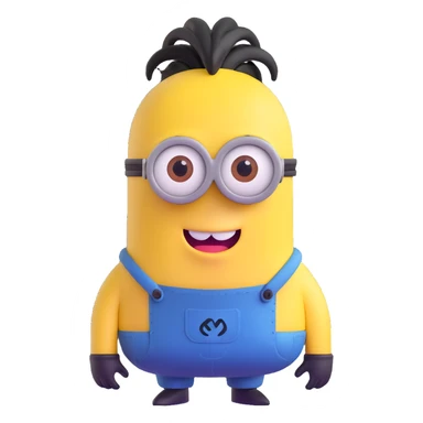 yellow minion character with ponytail hairstyle sticker