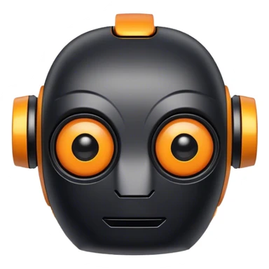 Friendly little black and yellow-orange robot head with eyebrows sticker