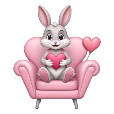 Lola bunny sitting on a chair with a heart shape sticker