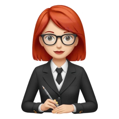 tailor woman with red hair and glasses sticker