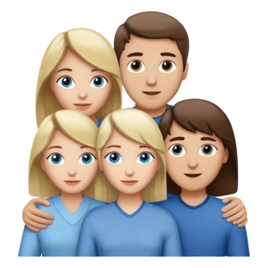 3 people. Throuple. Blank woman with blond hair and blue eye color on left. And also a blank man with brown hair and grey eye color in the middle. And a blank woman with brown hair and grey eye color on the right. Holding each other sticker