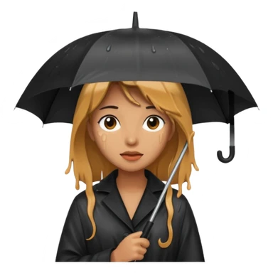 she getting wet (umbrella, dripping hair) sticker