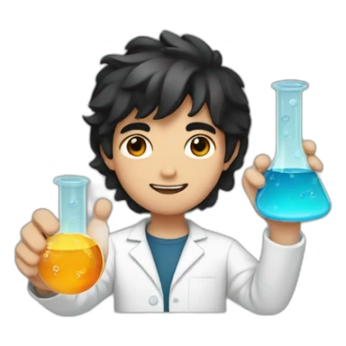 chemistry boy with black hair and his instumants on his hand sticker