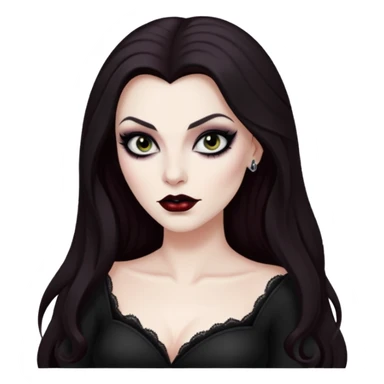 Vampira with long dark brown hair sticker