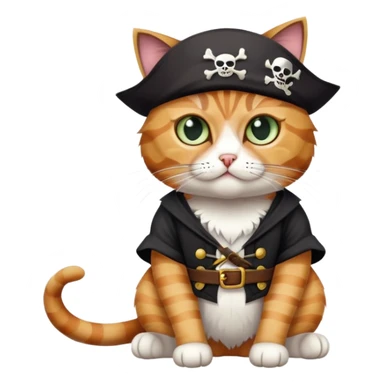 cat full body sitting wearing a pirate eye patch sticker
