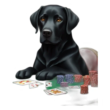 Black Labrador dog with white at poker table sticker
