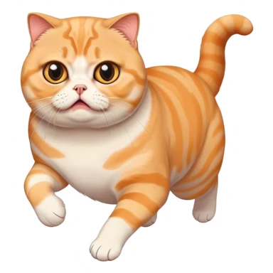 fat orange scottish fold cat scared running with fear sticker