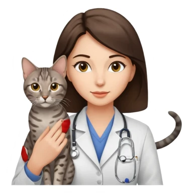 Female veterinarian, brunette, Egyptian mau cat sticker