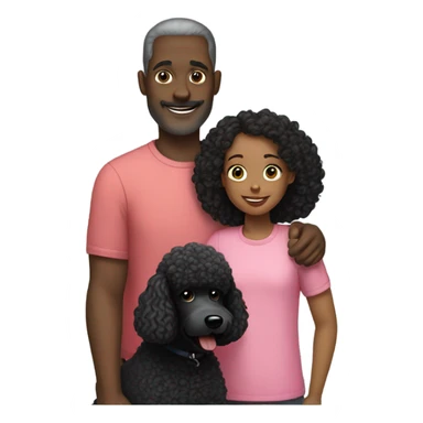 Dad daughter and black poodle sticker