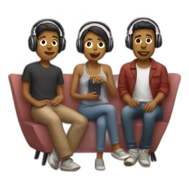 3 people listening to music sticker