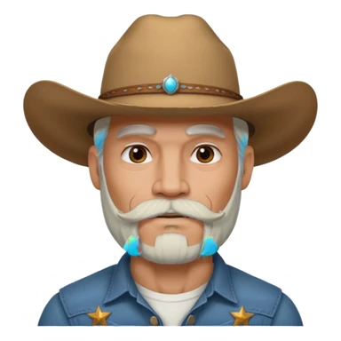 muscular tattooed on face and mustached cowboy long white hair and beard  sticker