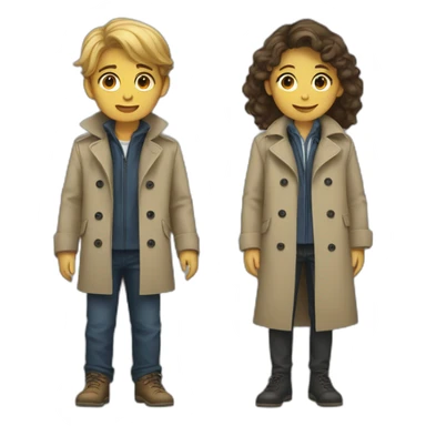 Two kids in a trenchcoat sticker