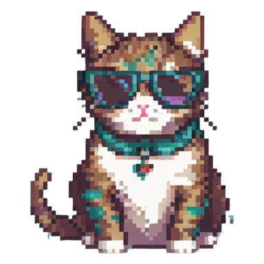 cat wearing sunglasses, retro and playful sticker
