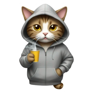 Cat wearing a hoodie and smoking a cigarette sticker