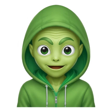 happy alien wearing hoodie sticker