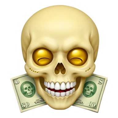 Money White Skull Emoji and Tongue Face sticker