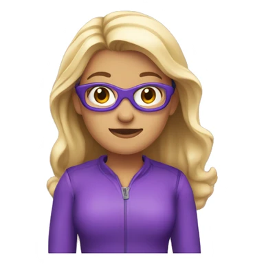 Une fille super héro du marketing habillée en violet qui tient une fusée sticker