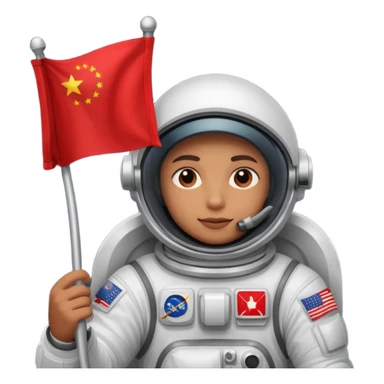 astronaut with red flag sticker