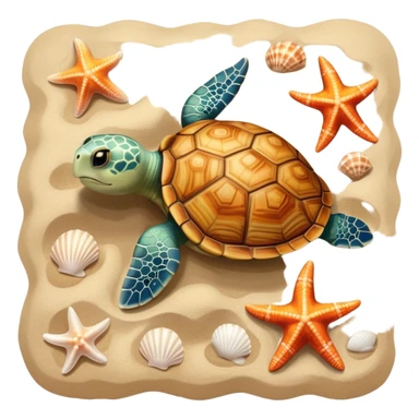 Turtle, starfish, shells sticker