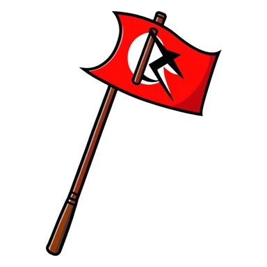 Revolutionary red banner with hammer and sickle symbol from 1918 Russian Civil War sticker