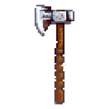 first-person Minecraft gameplay, visible blocky hand holding a pickaxe, inventory hotbar at the bottom sticker