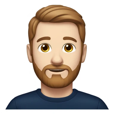 irish man, blue eyes, brown short hair and short beard, wearing a smart navy blue jumper. sticker