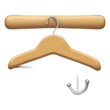 Wooden clothes hanger with silver metal part  sticker