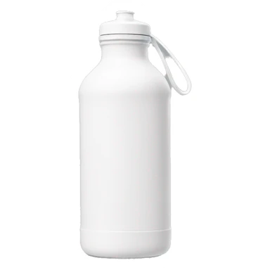 white water bottle with white lid, white handle strap sticker