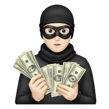 man with black ski mask and money in his hand sticker