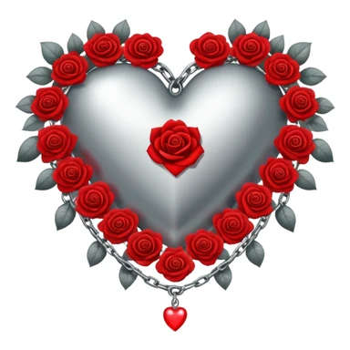 Silver heart with chains and roses sticker