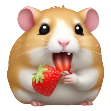 hamster with strawberry in mouth sticker