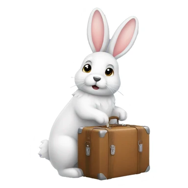 hase mit koffer und winter sticker