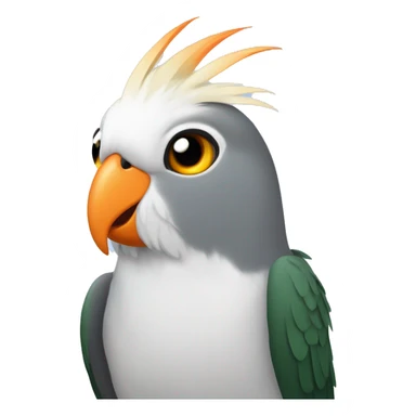 Grey Cockatiel orange cheeks with Dark Green Tail sticker