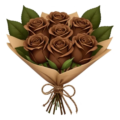 Bouquet of the darkest  brown roses in a paper package covered sticker
